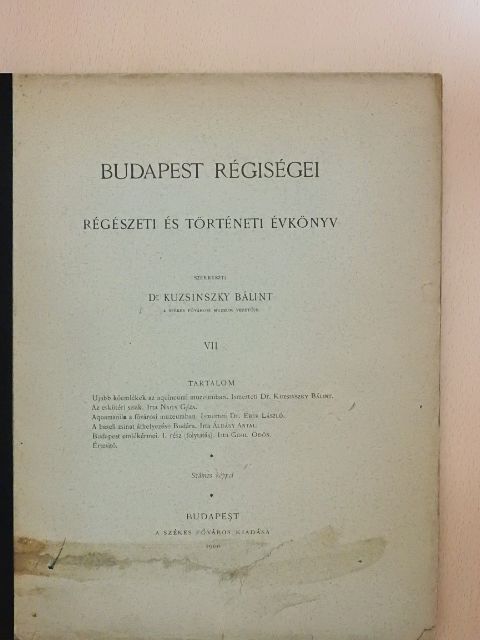 Áldásy Antal - Budapest régiségei VII. [antikvár]