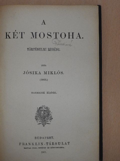 Jósika Miklós - A két mostoha [antikvár]