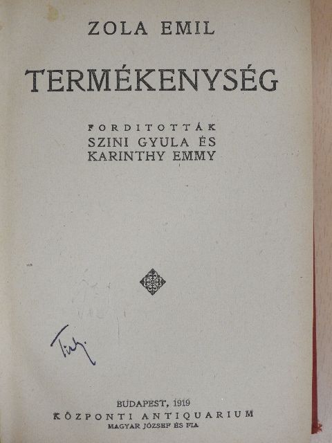 Zola Emil - Termékenység [antikvár]