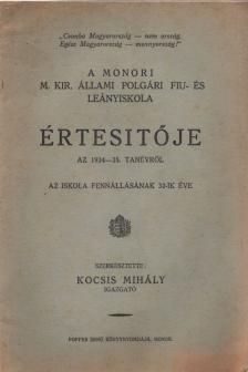 Kocsis Mihály - A Monori M. Kir. Állami Polgári Fiu- és Leányiskola értesítője az 1934-35. tanévről [antikvár]
