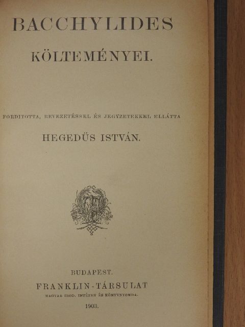 Bacchylides - Bacchylides költeményei [antikvár]