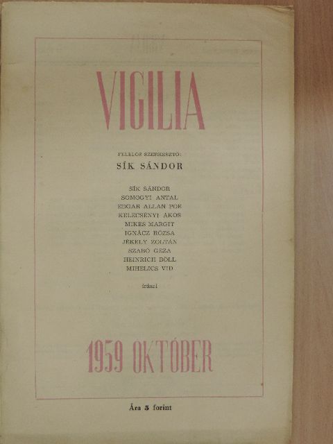 Edgar Allan Poe - Vigilia 1959. október [antikvár]