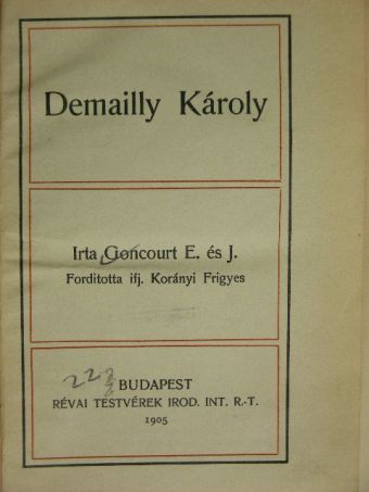E. Goncourt - Demailly Károly [antikvár]