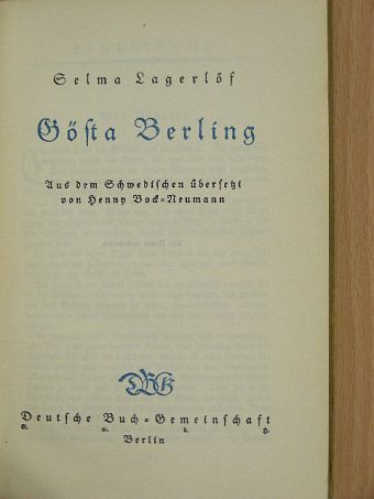 Selma Lagerlöf - Gösta Berling (gótbetűs) [antikvár]