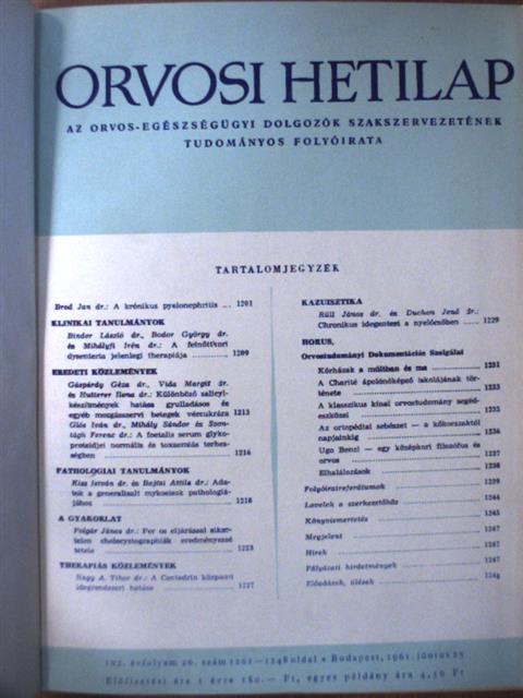 Dr. Böszörményi Miklós - Orvosi Hetilap 1961., 1965-1967., 1969-1970. (vegyes számok) (14 db) [antikvár]