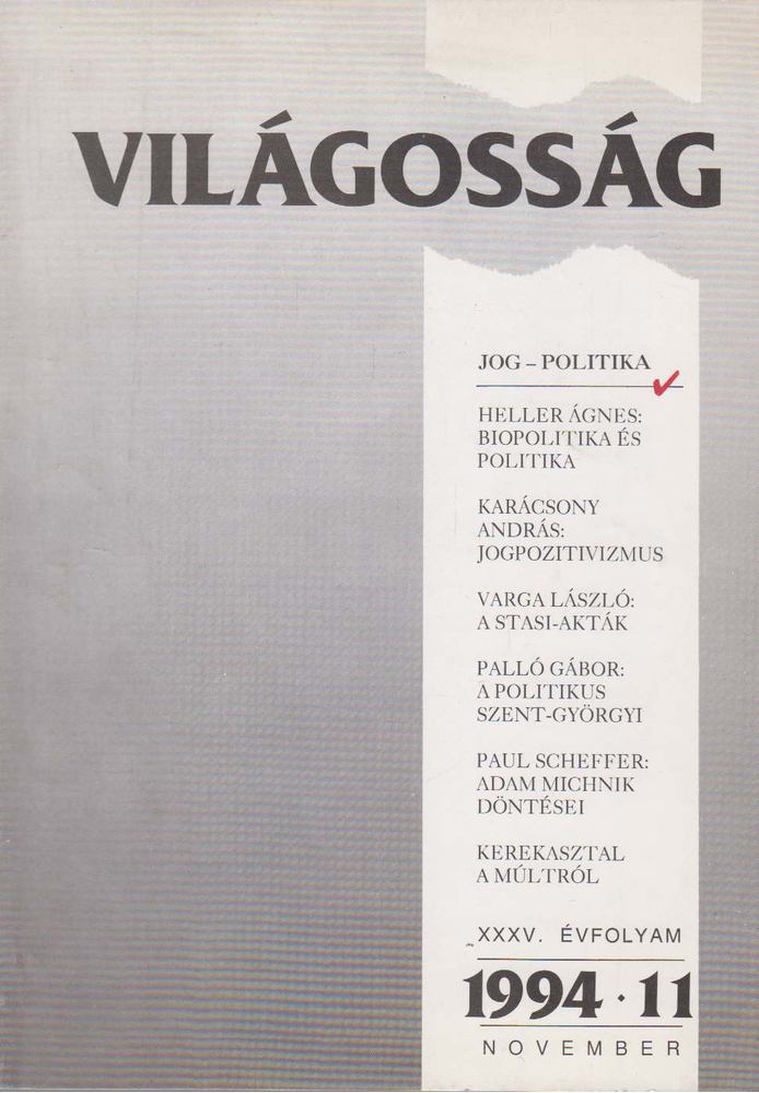 PAPP GÁBOR - Világosság 1994/11. [antikvár]