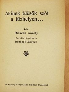 Dickens Károly - Akinek tücsök szól a tüzhelyén... [antikvár]