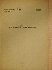 B. Csongor - Some More Chinese Glosses in Uighur Script [antikvár]