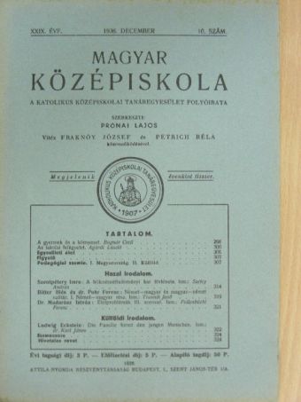 Agárdi László - Magyar Középiskola 1936. december [antikvár]