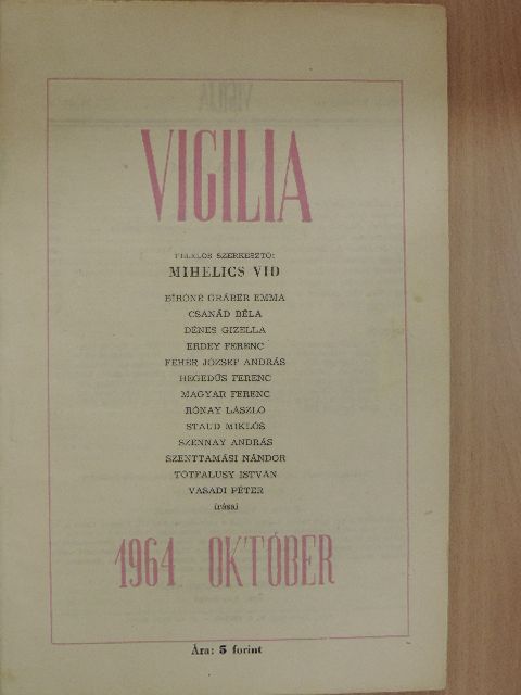 Bíróné Gráber Emma - Vigilia 1964. október [antikvár]