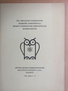 XVI. Országos Tudományos Diákköri Konferencia Humán Tudományok Szekciójának rendezvényei [antikvár]