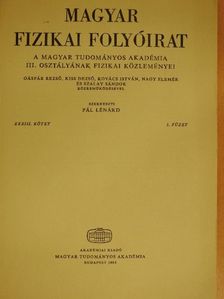 Bérces György - Magyar Fizikai Folyóirat XXXIII. kötet 1. füzet [antikvár]