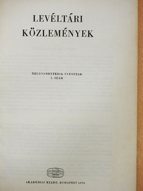 Csizmadia Andor - Levéltári közlemények 1976/2. [antikvár]