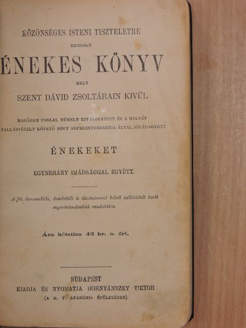 Közönséges isteni tiszteletre rendelt énekes könyv [antikvár]