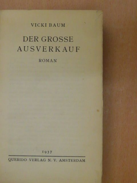 Vicki Baum - Der Grosse Ausverkauf [antikvár]