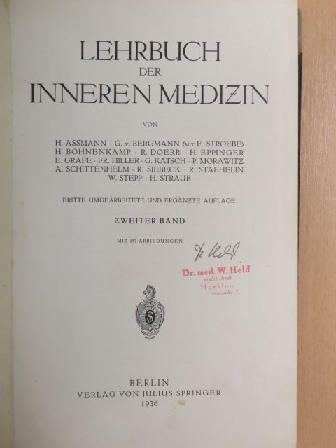 A. Schittenhelm - Lehrbuch der Inneren Medizin II. [antikvár]