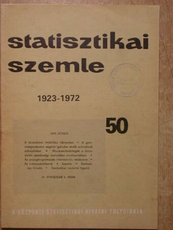 Dr. Andorka Rudolf - Statisztikai Szemle 1972. június [antikvár]