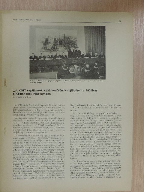 Dr. Czére Béla - "A KGST tagállamok közlekedésének fejlődése" c. kiállítás a Közlekedési Múzeumban [antikvár]