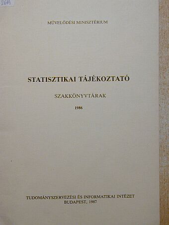Statisztikai tájékoztató 1986. [antikvár]