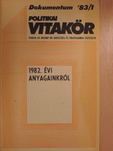 Politikai Vitakör 1983/1. [antikvár]