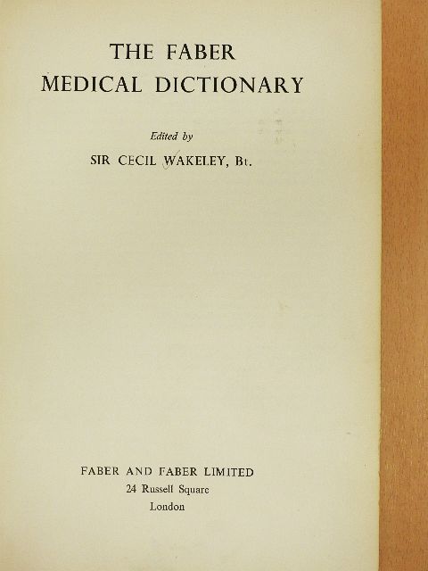 The Faber Medical Dictionary [antikvár]