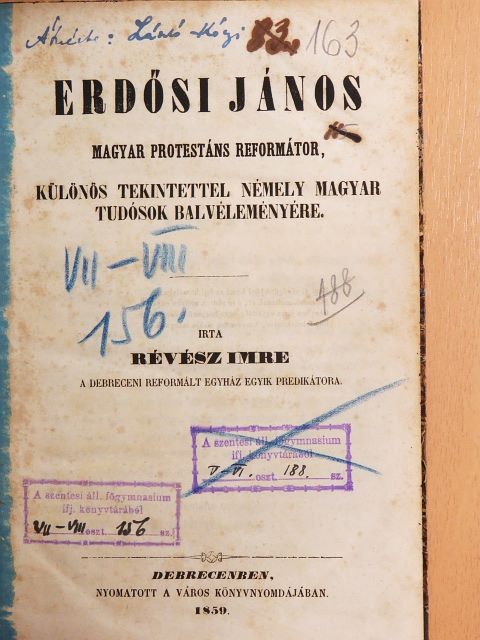 Révész Imre - Erdősi János magyar protestáns reformátor [antikvár]