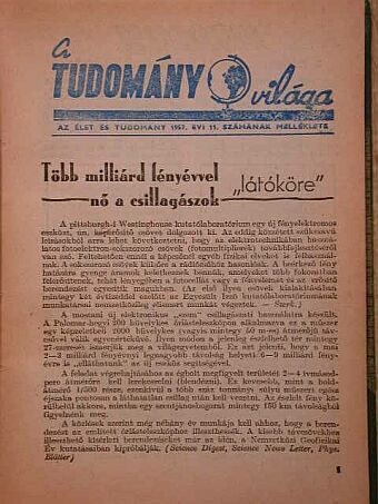Dr. Galla Emil - A Tudomány Világa 1957. [antikvár]