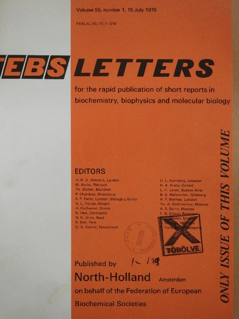 B. Leipold - Febs Letters Volume 55, Number 1./Volume 56, Number 1-2. [antikvár]