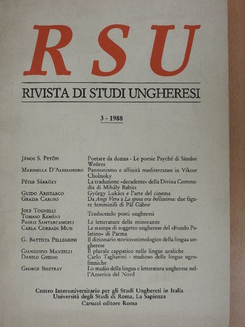 János S. Petőfi - Rivista di Studi Ungheresi 3/1988 [antikvár]
