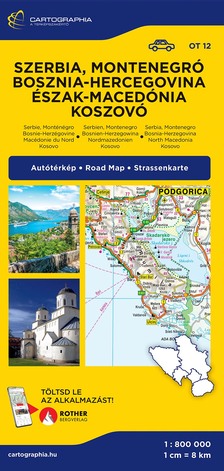 Szerbia, Montenegró, Bosznia-Hercegovina autótérkép