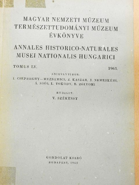 Báldi T. - Magyar Nemzeti Múzeum-Természettudományi Múzeum évkönyve 1963. [antikvár]