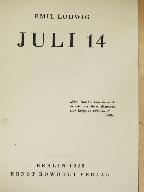 Emil Ludwig - Juli 14 [antikvár]