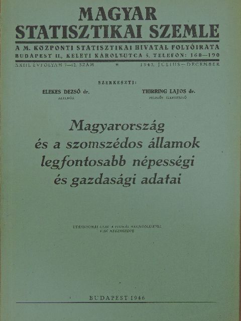 Magyar Statisztikai Szemle 1945. július-december [antikvár]