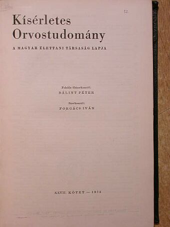 Füzi Miklós - Kísérletes orvostudomány 1975. január-december [antikvár]