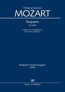 MOZART, W,A, - REQUIEM KV 626 ERGAENZT VON FRANZ XAVER SÜßMAYR, KLAVIERAUSZUG