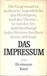 Kant, Hermann - Das Impressum [antikvár]