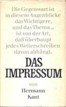 Kant, Hermann - Das Impressum [antikvár]