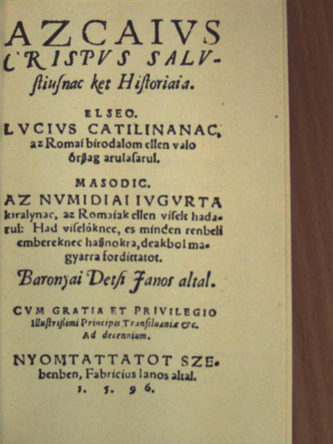 Baranyai Decsi János - Az Caius Crispus Sallustiusnak két históriája [antikvár]
