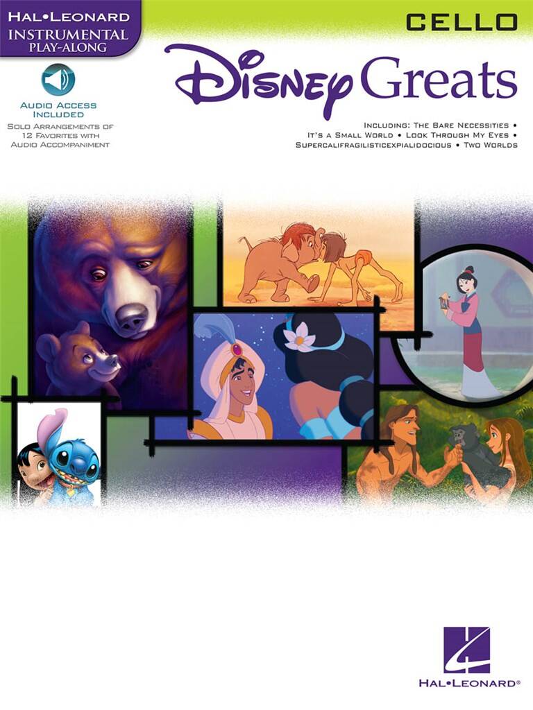 DISNEY GREATS FOR CELLO, SOLO ARRANGEMENTS OF 15 FAVORITE SONGS WITH CD ACCOMPANIMENT