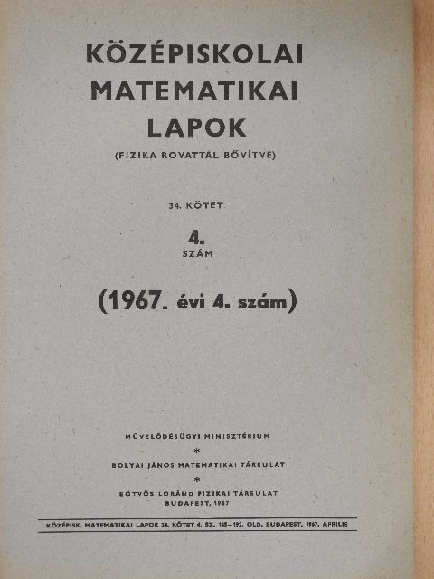 Középiskolai matematikai lapok 1967/4. [antikvár]