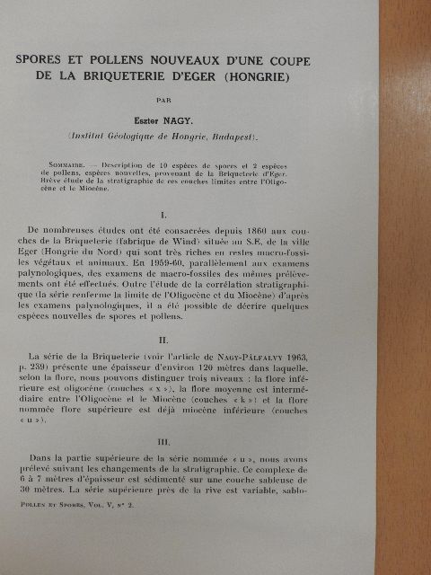 Eszter Nagy - Spores et pollens nouveaux d'une coupe de la briqueterie d'Eger (Hongrie) [antikvár]