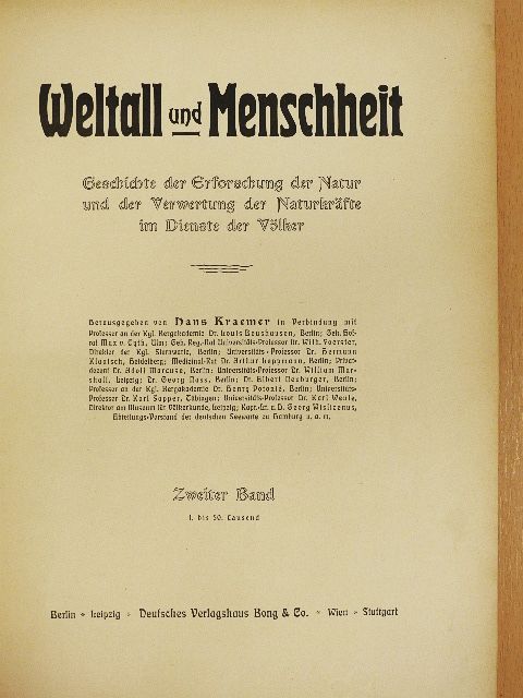 Weltall und Menschheit II. (gótbetűs) (rossz állapotú) [antikvár]