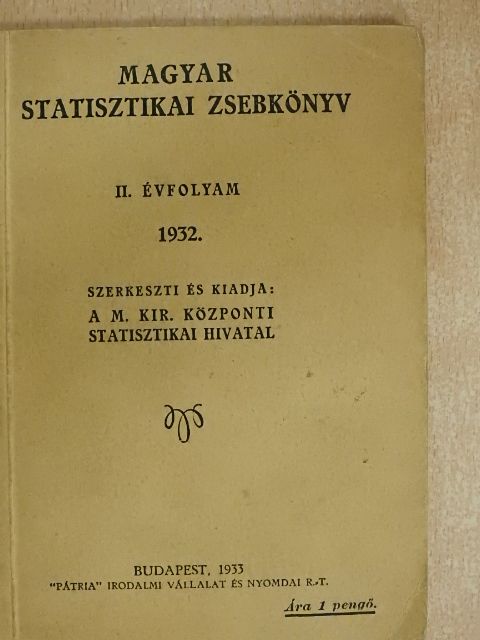 Magyar statisztikai zsebkönyv 1932. [antikvár]