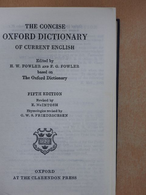 The Concise Oxford Dictionary of Current English [antikvár]