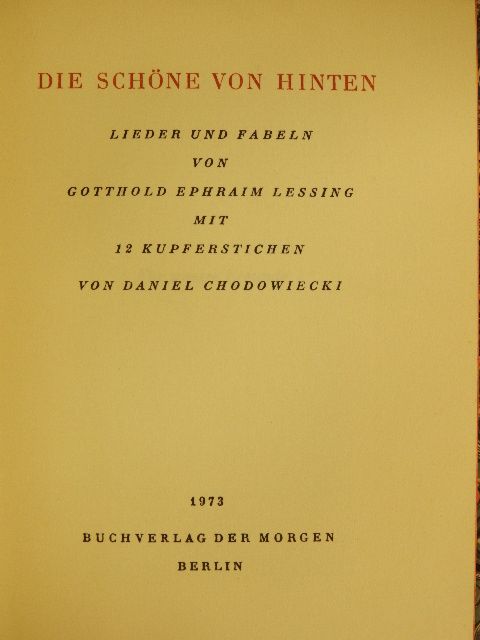 Gotthold Ephraim Lessing - Die Schöne von hinten [antikvár]