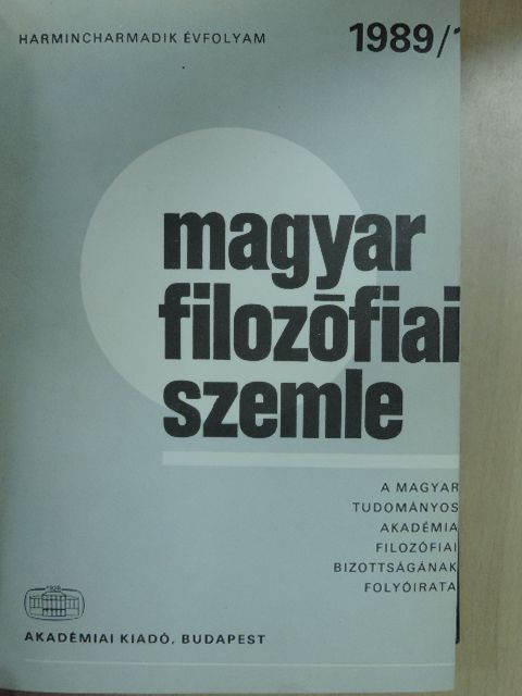G. Szabó Zoltán - Magyar Filozófiai Szemle 1989/1-6. [antikvár]