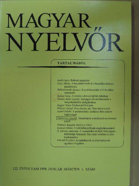 Balázs Géza - Magyar Nyelvőr 1998. január-március [antikvár]