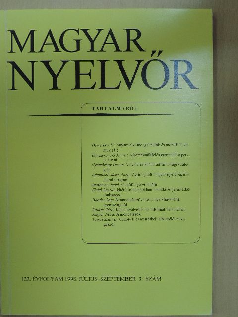 Adamikné Jászó Anna - Magyar Nyelvőr 1998. július-szeptember [antikvár]
