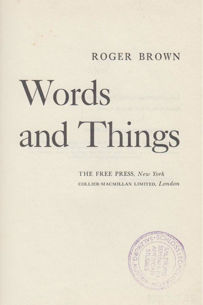 Brown, Roger - Words and Things [antikvár]