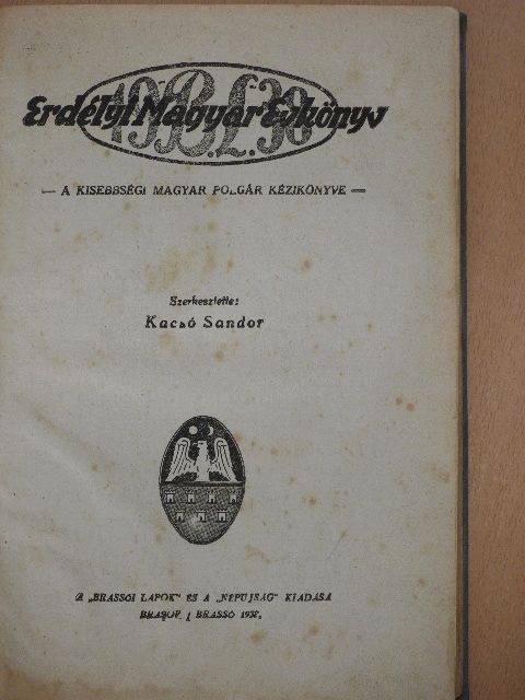 Dr. Drechsler Miksa - Erdélyi Magyar Évkönyv 1938 [antikvár]